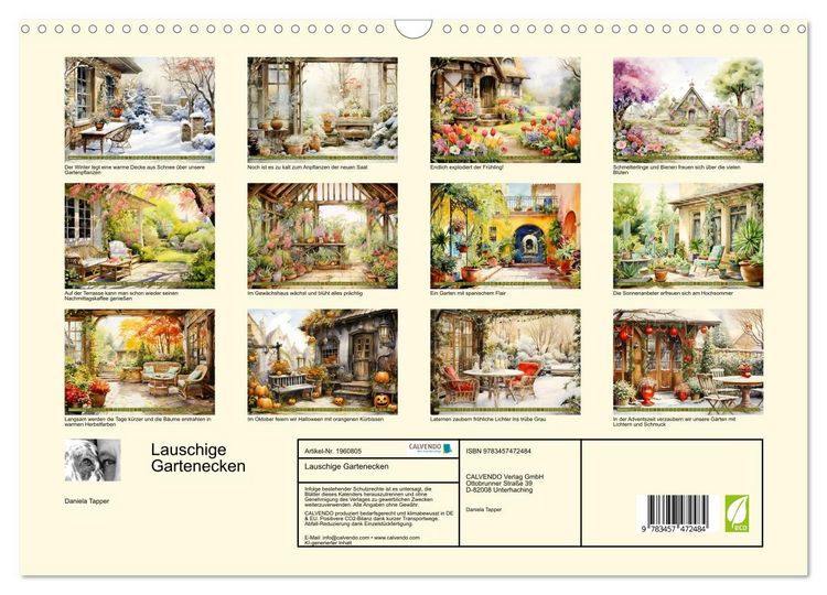 Produktbild: Lauschige Gartenecken (Wandkalender 2026 DIN A3 quer), CALVENDO Monatskalender