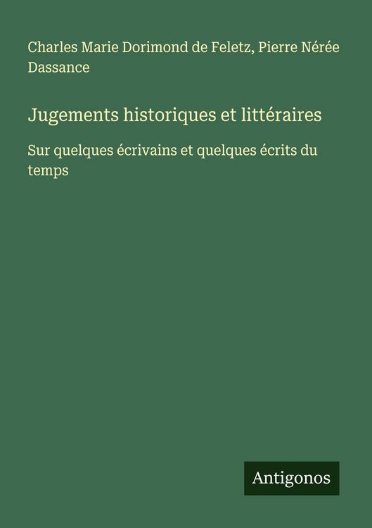 Produktbild: Jugements historiques et litt&eacute;raires