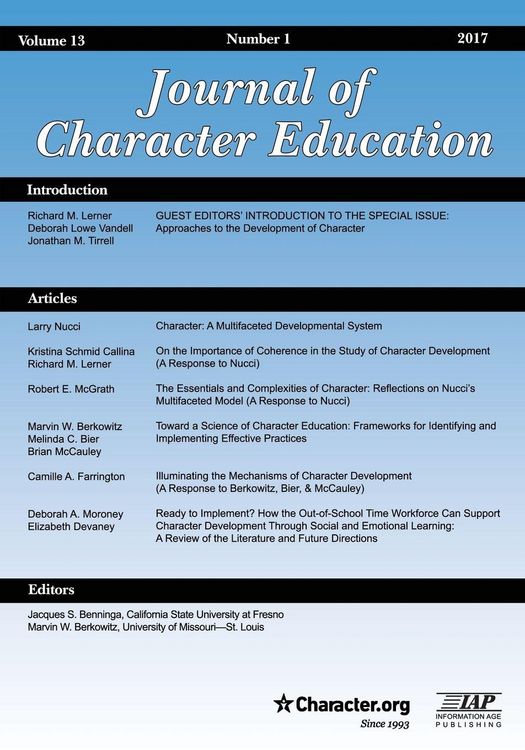 Produktbild: Journal of Character Education Vol 13 Issue 1