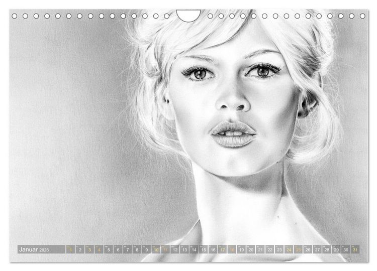 Produktbild: Hollywood Ikonen in Bleistift (Wandkalender 2026 DIN A4 quer), CALVENDO Monatskalender