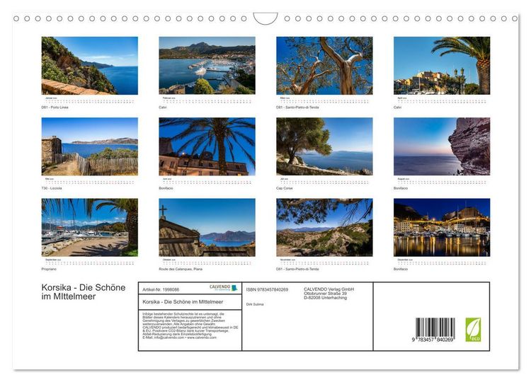 Produktbild: Korsika - Die Sch&ouml;ne im MIttelmeer (Wandkalender 2026 DIN A3 quer), CALVENDO Monatskalender