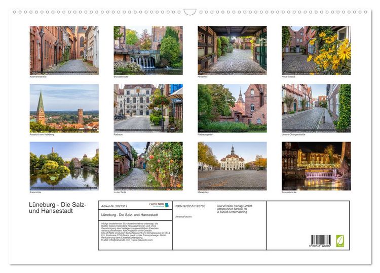 Produktbild: L&uuml;neburg - Die Salz- und Hansestadt (Wandkalender 2026 DIN A2 quer), CALVENDO Monatskalender