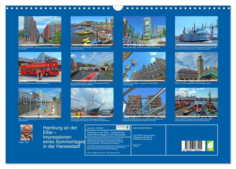 Produktbild: Hamburg an der Elbe &ndash; Impressionen eines Sommertages in der Hansestadt (Wandkalender 2026 DIN A3 quer), CALVENDO Monatskalender