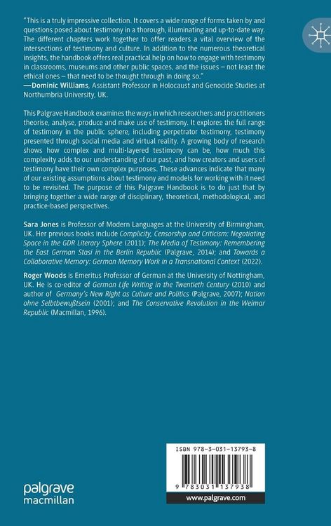 Produktbild: The Palgrave Handbook of Testimony and Culture
