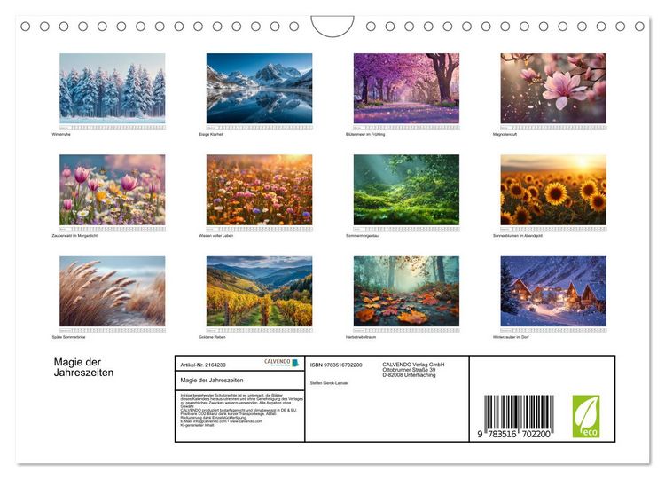 Produktbild: Magie der Jahreszeiten (Wandkalender 2026 DIN A4 quer), CALVENDO Monatskalender