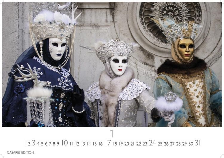Produktbild: Venedig Karneval Kalender 2027 &ndash; Wandkalender | Fotokalender Italien 50x35 cm -. mit Karneval-Fotos, fantasievollen Masken und Kost&uuml;men