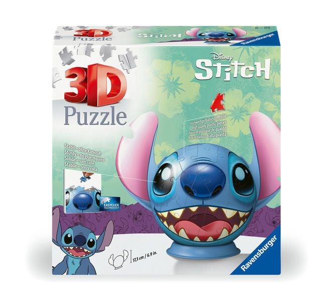 Produktbild: Ravensburger - Lilo & Stitch - Disney Stitch Puzzle-Ball mit Ohren, 72 Teile