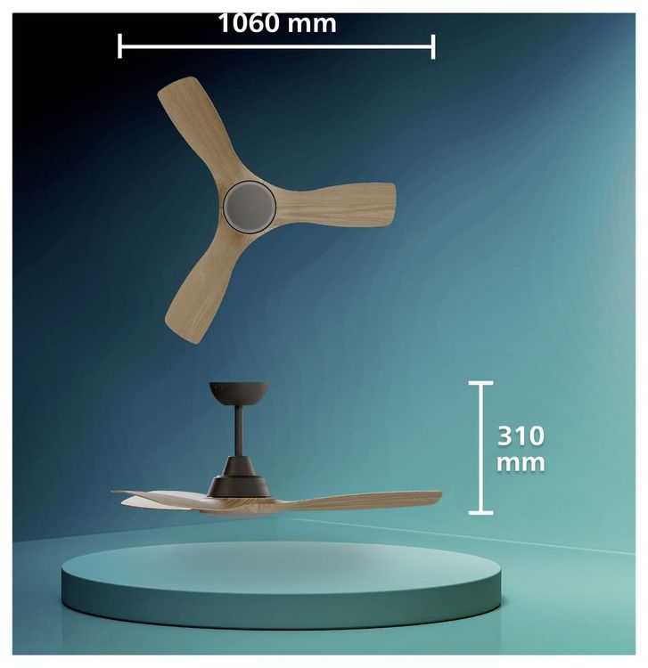 Produktbild: Philips LED Olas Deckenventilator 30 W mit Fernbedienung, Dimmbar