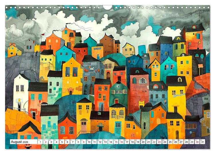 Produktbild: Stadt - Eine farbenfrohe Skyline (Wandkalender 2026 DIN A3 quer), CALVENDO Monatskalender