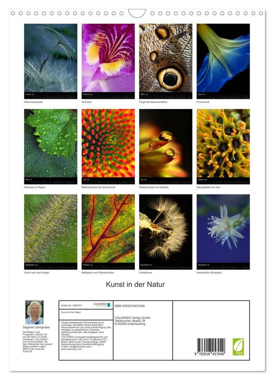 Produktbild: Kunst in der Natur (Wandkalender 2026 DIN A3 hoch), CALVENDO Monatskalender