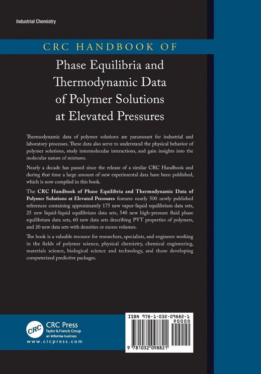 Produktbild: CRC Handbook of Phase Equilibria and Thermodynamic Data of Polymer Solutions at Elevated Pressures