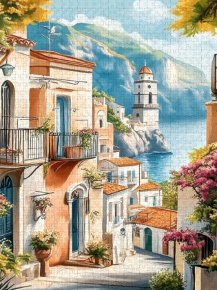 Produktbild: CALVENDO Puzzle Blick auf die herrliche Bergwelt Amalfis | 1000 Teile Lege-Gr&ouml;&szlig;e 64x48cm Foto-Puzzle f&uuml;r gl&uuml;ckliche Stunden