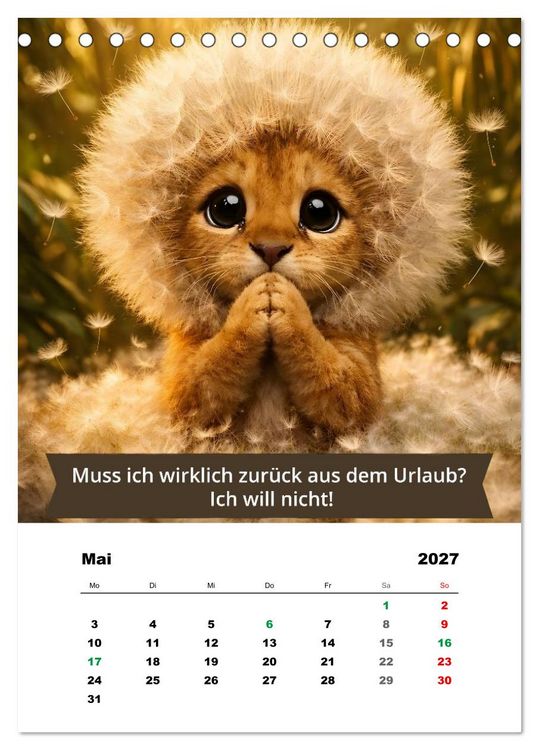 Produktbild: Tier-isch wahr! (Tischkalender 2027 DIN A5 hoch), CALVENDO Monatskalender
