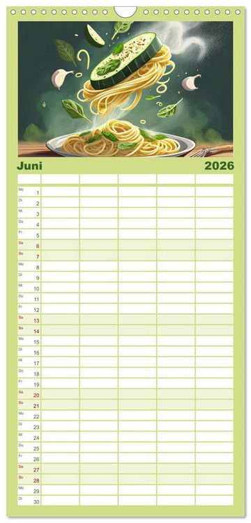 Produktbild: Familienplaner 2026 - Nudel Varianten mit 5 Spalten (Wandkalender, 21 x 45 cm) CALVENDO