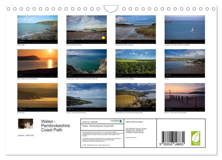 Produktbild: Wales - Pembrokeshire Coast Path (Wandkalender 2026 DIN A4 quer), CALVENDO Monatskalender