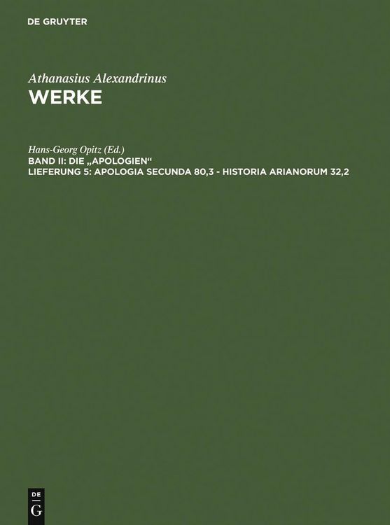 Produktbild: Apologia secunda 80,3 - Historia Arianorum 32,2