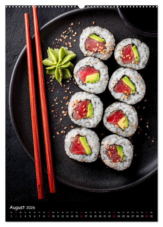 Produktbild: Sushi Kalender - Japanisches Essen f&uuml;r Sushi Liebhaber (hochwertiger Premium Wandkalender 2026 DIN A2 hoch), Kunstdruck in Hochglanz