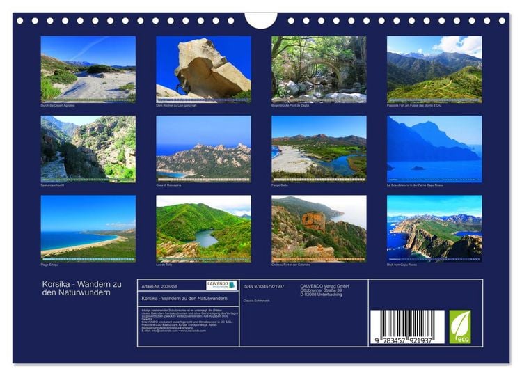 Produktbild: Korsika - Wandern zu den Naturwundern (Wandkalender 2026 DIN A4 quer), CALVENDO Monatskalender