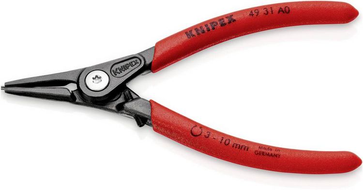 Produktbild: Knipex 49 31 A0 Seegeringzange Passend f&uuml;r (Seegeringzangen) Au&szlig;enringe 3-10 mm Spitzenform (Details) gerade