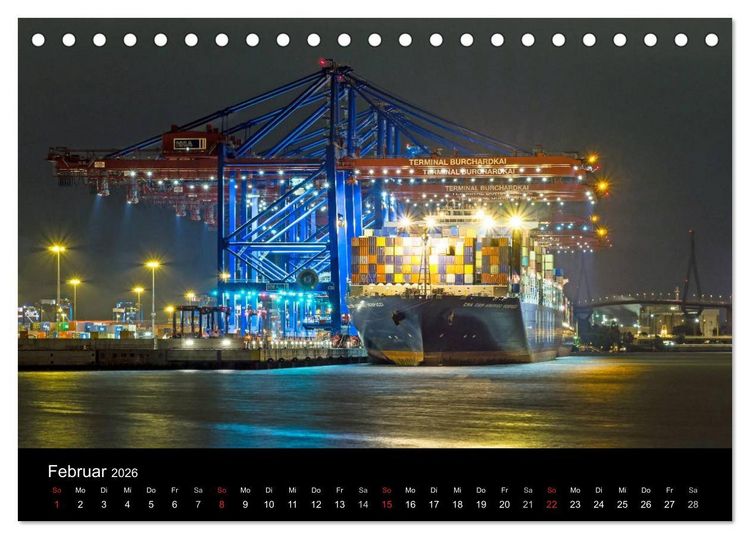 Produktbild: Hamburg - N&auml;chtliche Impressionen (Tischkalender 2026 DIN A5 quer), CALVENDO Monatskalender