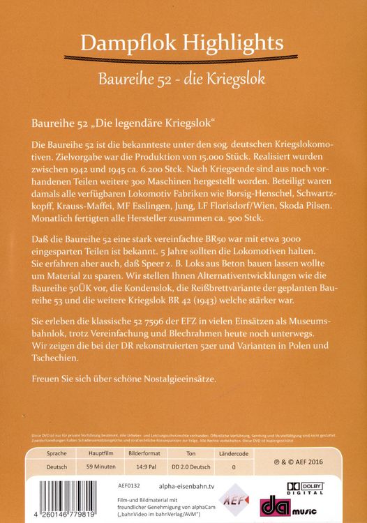 Produktbild: Dampflok Highlights - Baureihe 52 - Die Kriegslok