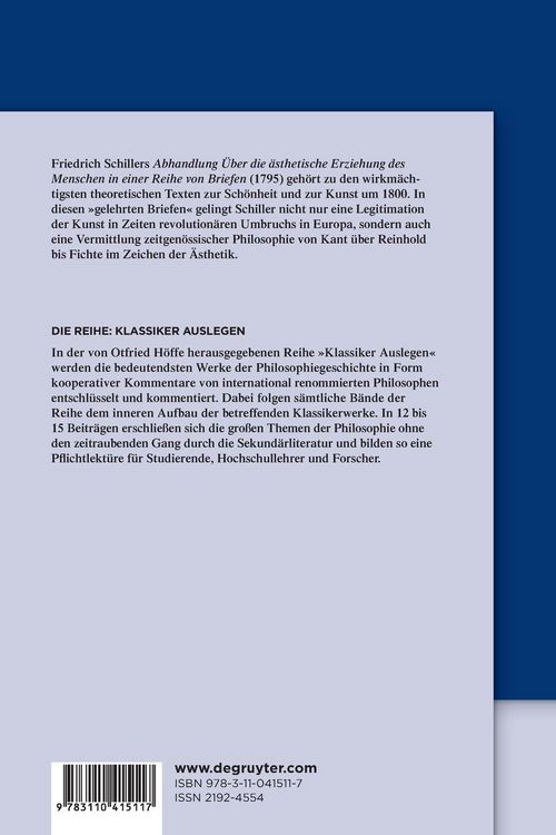 Produktbild: Friedrich Schiller: &Uuml;ber die &Auml;sthetische Erziehung des Menschen in einer Reihe von Briefen