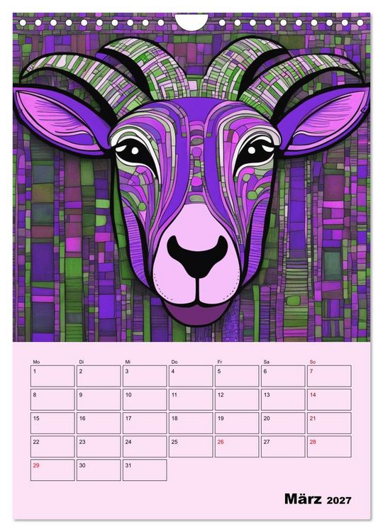 Produktbild: Farbenfrohe Tiermalerei (Wandkalender 2027 DIN A4 hoch), CALVENDO Monatskalender