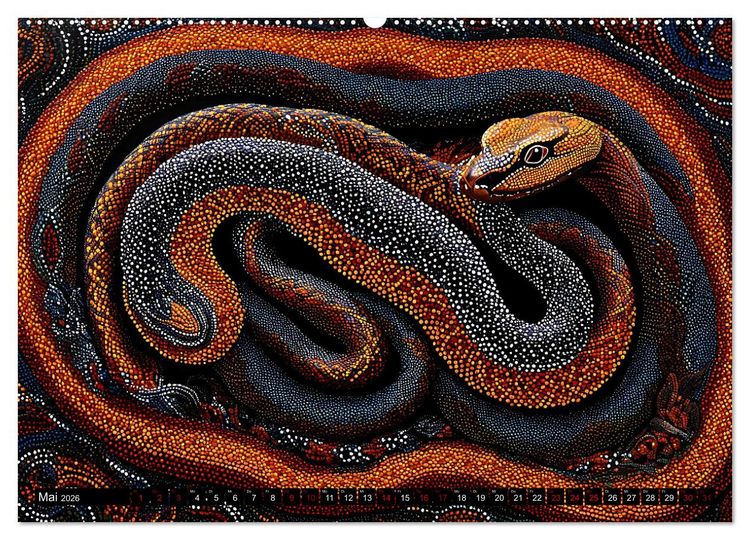 Produktbild: Traumzeit - KI-generierte Aborigine-Kunst aus dem Herzen Australiens (Wandkalender 2026 DIN A2 quer), CALVENDO Monatskalender