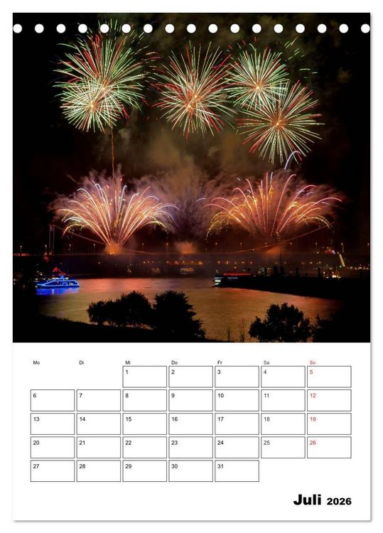 Produktbild: Feuerwerke Terminplaner (Tischkalender 2026 DIN A5 hoch), CALVENDO Monatskalender