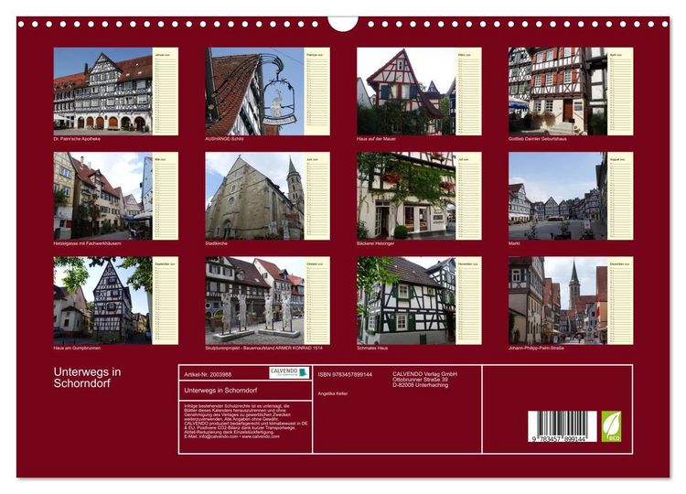 Produktbild: Unterwegs in Schorndorf (Wandkalender 2026 DIN A3 quer), CALVENDO Monatskalender