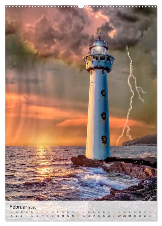 Produktbild: Leuchtt&uuml;rme im Gewitter (Wandkalender 2026 DIN A2 hoch), CALVENDO Monatskalender