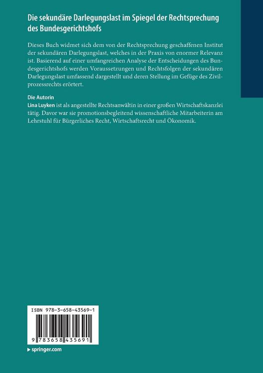 Produktbild: Die sekund&auml;re Darlegungslast im Spiegel der Rechtsprechung des Bundesgerichtshofs