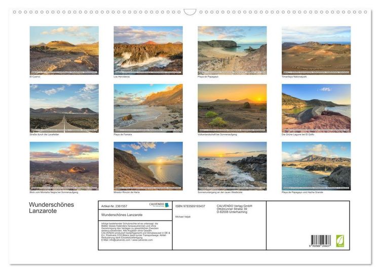 Produktbild: Wundersch&ouml;nes Lanzarote (Wandkalender 2027 DIN A2 quer), CALVENDO Monatskalender