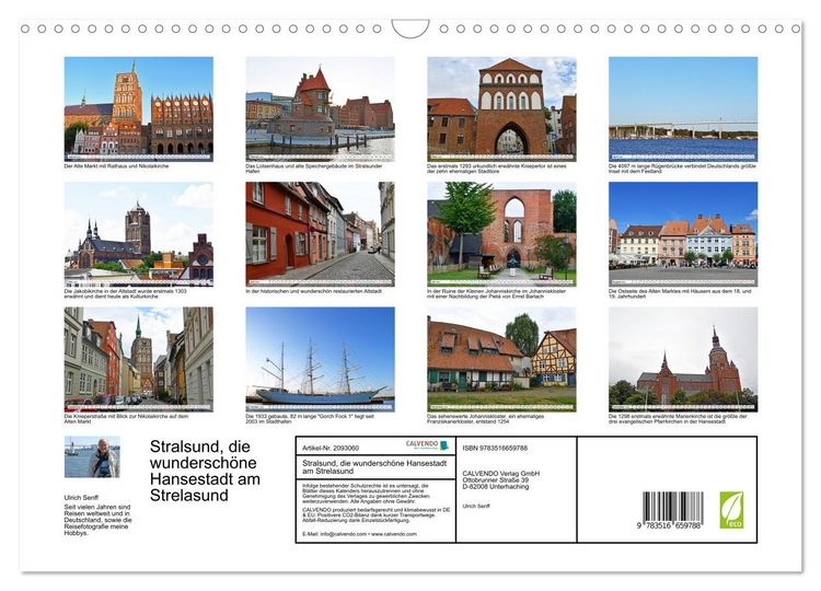 Produktbild: Stralsund, die wundersch&ouml;ne Hansestadt am Strelasund (Wandkalender 2026 DIN A3 quer), CALVENDO Monatskalender