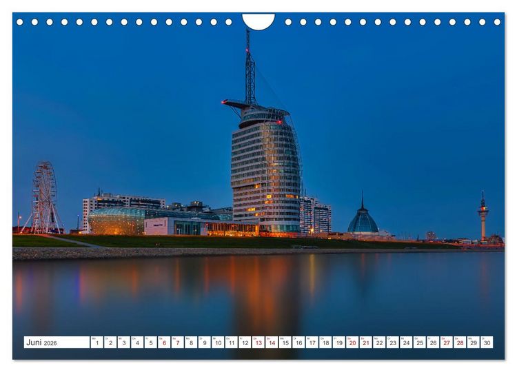 Produktbild: Bremen und Bremerhaven - Nachtaufnahmen (Wandkalender 2026 DIN A4 quer), CALVENDO Monatskalender