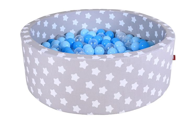 Produktbild: Knorrtoys 68163 - B&auml;llebad Soft Grey White Stars mit 300 B&auml;lle blau/blau, ca.90x90x30cm