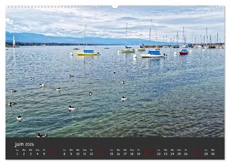 Produktbild: Au fil de l'eau... LAC LEMAN (Calendrier mural 2026 DIN A2 vertical) calendrier de bureau