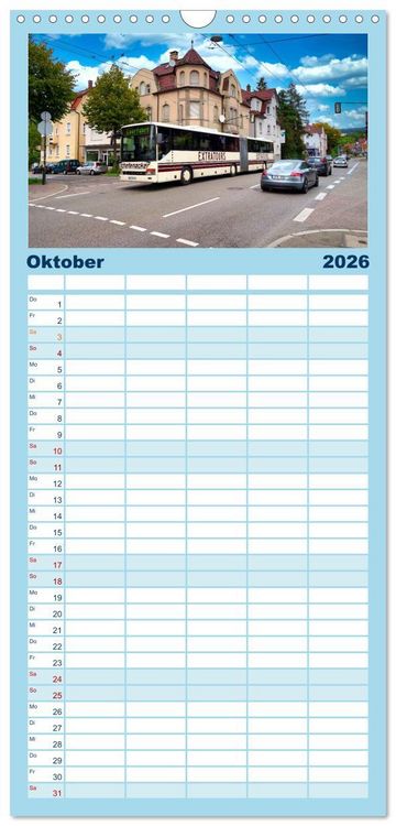Produktbild: Familienplaner 2026 - Omnibusse im Fokus mit 5 Spalten (Wandkalender, 21 x 45 cm) CALVENDO