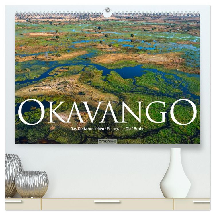 Produktbild: Okavango - Das Delta von oben (hochwertiger Premium Wandkalender 2026 DIN A2 quer), Kunstdruck in Hochglanz