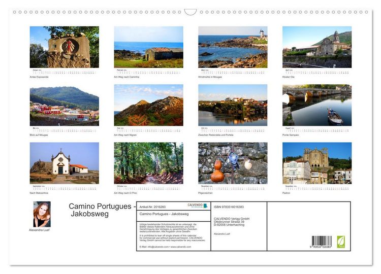 Produktbild: Camino Portugues - Jakobsweg (Wandkalender 2026 DIN A2 quer), CALVENDO Monatskalender