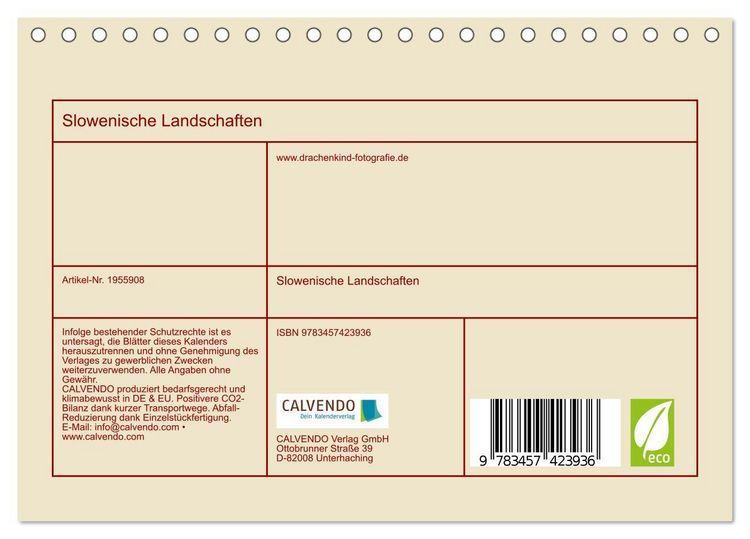 Produktbild: Slowenische Landschaften (Tischkalender 2026 DIN A5 quer), CALVENDO Monatskalender