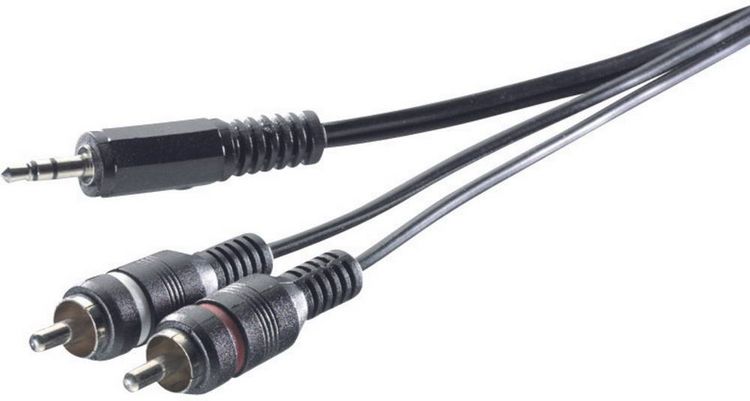 Produktbild: SpeaKa Professional SP-1300904 Cinch / Klinke Audio Anschlusskabel [2x Cinch-Stecker - 1x Klinkenstecker 3.5 mm] 5.00 m Grau
