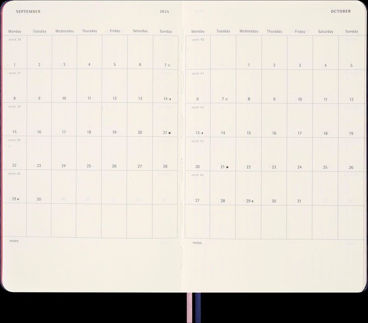 Produktbild: Moleskine Sakura 18 Monate Wochen Notizkalender 2025/2026, L/A5, 1 Wo = 1 Seite , rechts linierte Seite, fester Einband, liniert