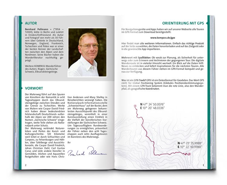 Produktbild: KOMPASS Wanderf&uuml;hrer Malerweg - Auf den Spuren der Romantiker durch die S&auml;chsische Schweiz, 18 Touren mit Extra-Tourenkarte