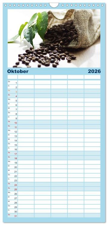 Produktbild: Familienplaner 2026 - Kaffee-Pause Terminkalender mit 5 Spalten (Wandkalender, 21 x 45 cm) CALVENDO