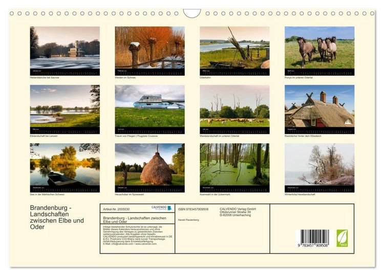 Produktbild: Brandenburg - Landschaften zwischen Elbe und Oder (Wandkalender 2026 DIN A3 quer), CALVENDO Monatskalender