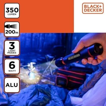 Produktbild: BLACK & DECKER LED-Taschenlampe 6 Watt - 350 Lumen - 200 Meter Reichweite - Durchmesser 48 mm - L&auml;nge 233 mm
