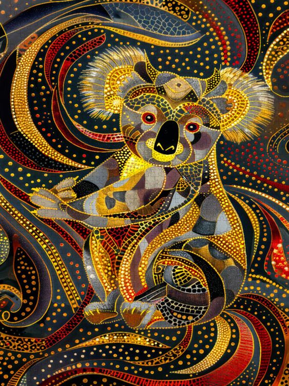 Produktbild: CALVENDO Puzzle Koala im Stile der Aborigine-Kunst | 1000 Teile Lege-Gr&ouml;&szlig;e 64x48cm Foto-Puzzle f&uuml;r gl&uuml;ckliche Stunden