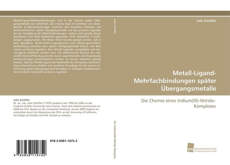 Produktbild: Metall-Ligand-Mehrfachbindungen sp&auml;ter &Uuml;bergangsmetalle