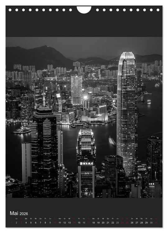 Produktbild: Hongkong schwarzwei&szlig; (Wandkalender 2026 DIN A4 hoch), CALVENDO Monatskalender